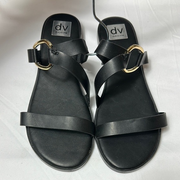 DV by Dolce Vita Black Modern Slip-On Strapy Sandals Sz 11 - Picture 1 of 8